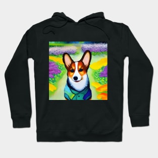 Corgi Dog in Garden Hoodie